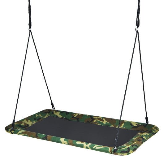 60 Inches Platform Tree Swing Outdoor with 2 Hanging Straps-Army Green