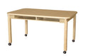 Mobile Two Seater High Pressure Laminate Desk with Hardwood Legs- 14"
