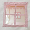Pink mesh screen with a white background