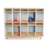 Whitney Brothers elevatED 10 Section Coat Locker Classroom Coat Locker - white-background partially filled coat locker view