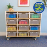 Whitney Brothers elevatED 12 Tray Mobile Storage Cabinet Classroom Storage Cabinet - early-learning classroom lifestyle or detail view 1