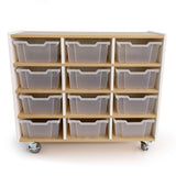 Whitney Brothers elevatED 12 Tray Mobile Storage Cabinet Classroom Storage Cabinet - white-background alternate product view 3
