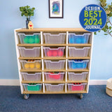classroom lifestyle tray cabinet view with award badge