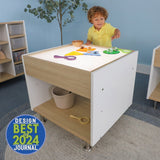 Whitney Brothers elevatED Adjustable Light Table Adjustable Light Table - front angled view with white oak panels