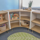 Whitney Brothers elevatED Curve Out Cabinet 27H Classroom Storage Cabinet - early-learning classroom lifestyle or detail view 5
