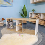 Whitney Brothers elevatED Discovery Crawl Thru Cabinet Toddler Discovery Cabinet - classroom angled cabinet view