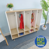 Whitney Brothers elevatED Five Section Coat Locker Classroom Cubby Locker - early-learning classroom lifestyle or detail view 1