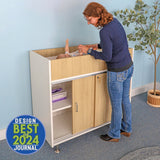 Whitney Brothers elevatED Infant Changing Cabinet Classroom Changing Cabinet - front view with white oak panels