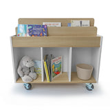 Whitney Brothers elevatED Mobile Book Storage Island Mobile Book Storage Island - white-background filled book storage island hero view