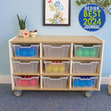 Whitney Brothers elevatED Nine Tray Mobile Storage Cabinet Classroom Storage Cabinet - early-learning classroom lifestyle or detail view 1