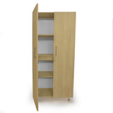 Whitney Brothers elevatED Tall and Wide Cabinet Tall Classroom Storage Cabinet - white-background angled open cabinet view