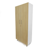 Whitney Brothers elevatED Tall and Wide Cabinet Tall Classroom Storage Cabinet - white-background angled closed cabinet view