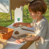 Whitney Brothers outdoorED Market Stand Outdoor Pretend Play Stand - outdoor awning and writing surface detail