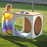 Whitney Brothers outdoorED Play House Cube Outdoor Play House Cube - outdoor side view with child