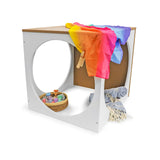 Whitney Brothers outdoorED Play House Cube Outdoor Play House Cube - white-background cube with play scarves and props