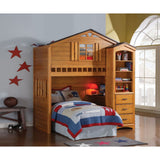 ACME Tree House Loft Bed for Kids – rustic wooden design with built-in ladder and playhouse style, ideal for playful bedroom spaces.