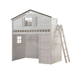 ACME Tree House Loft Bed for Kids – rustic wooden design with built-in ladder and playhouse style, ideal for playful bedroom spaces.