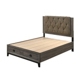 ACME Avantika Queen Bed #color_ Fabric & Rustic Gray Oak