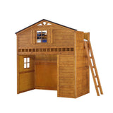 ACME Tree House Loft Bed for Kids – rustic wooden design with built-in ladder and playhouse style, ideal for playful bedroom spaces.