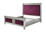 ACME Varian Queen Bed #color_Burgundy Velvet & Mirrored