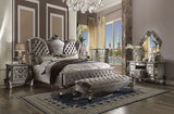 ACME Versailles Queen Bed #color_Velvet & Antique Platinum