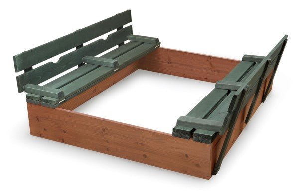 Covered Convertible Cedar Sandbox with Two Bench Seats