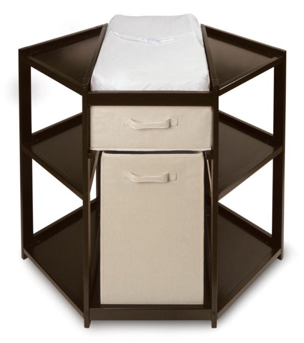 Diaper Corner Baby Changing Table with Hamper and Basket