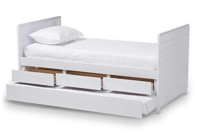 Linna Modern and Contemporary White-Finished Daybed with Trundle
