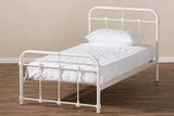 Mandy Vintage Industrial White Finished Metal Twin Size Platform Bed