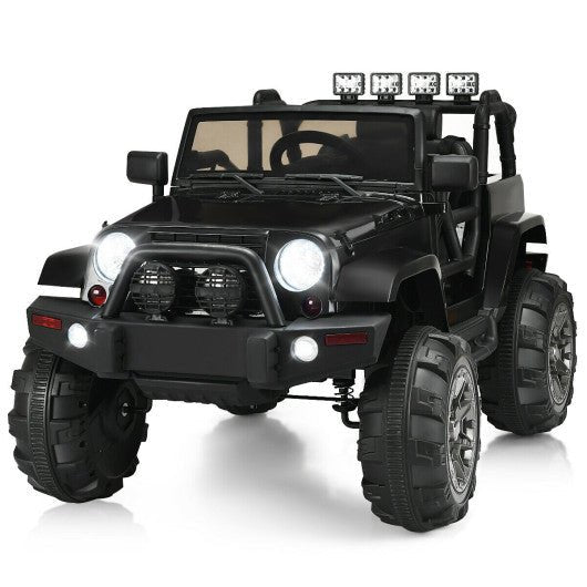 12V Kids Remote Control Riding Truck Car with LED Lights-Black