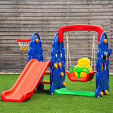 3 in 1 Junior Children Freestanding Design Climber Slide Swing Seat Basketball Hoop