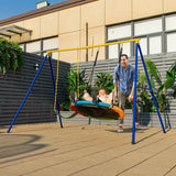 660 LBS Extra-Large A-Shaped Swing Stand with Anti-Slip Footpads-Yellow