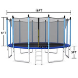 Outdoor Trampoline with Safety Closure Net-16 ft