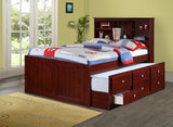 Donco Bookcase Captains Trundle Bed #color_Dark-Cappuccino