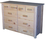 Frontier Cedar Log 10 Drawer Dresser handcrafted from solid cedar wood with rustic finish and natural log accents