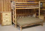 Rustic Frontier cedar log futon bunk bed with sturdy frame and convertible futon for cabin-style spaces