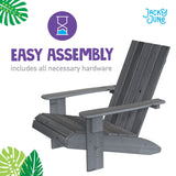 Jack & June Adult Adirondack Chair – classic outdoor wooden seating with wide armrests, contoured back, and durable construction for backyard relaxation.