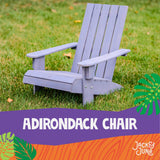 Jack & June Adult Adirondack Chair – classic outdoor wooden seating with wide armrests, contoured back, and durable construction for backyard relaxation.