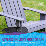 Jack & June Adult Adirondack Chair – classic outdoor wooden seating with wide armrests, contoured back, and durable construction for backyard relaxation.