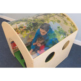 Nature View Reading Retreat nook with tree-canopy acrylic roof — overhead side view