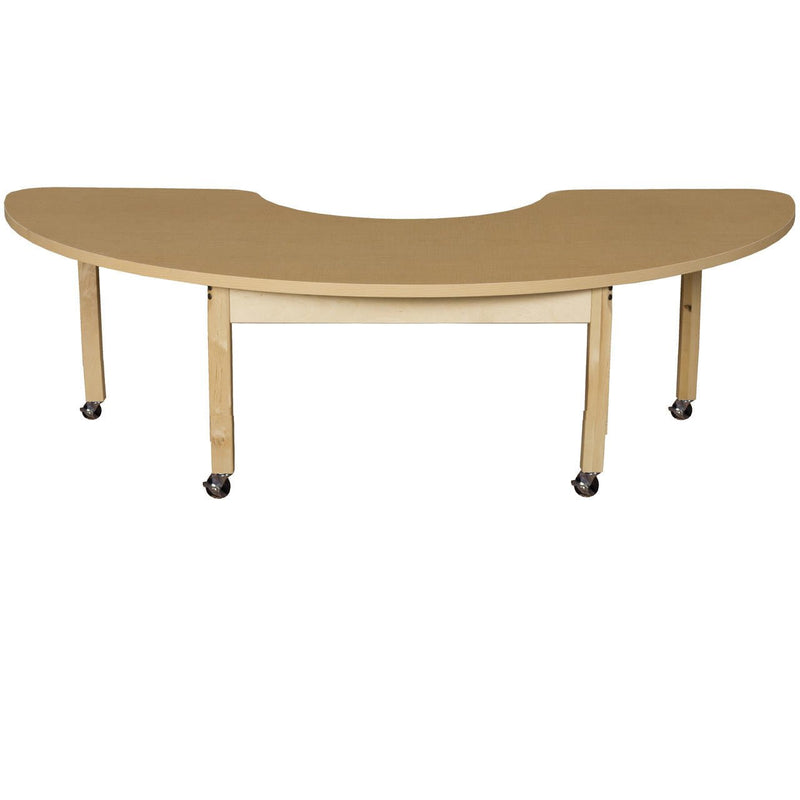 Half Circle High Pressure Laminate Table with Locking Caster- 76 x 24