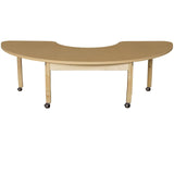 Mobile 24" x 76" Half Circle High Pressure Laminate Table with Hardwood Legs- 22"