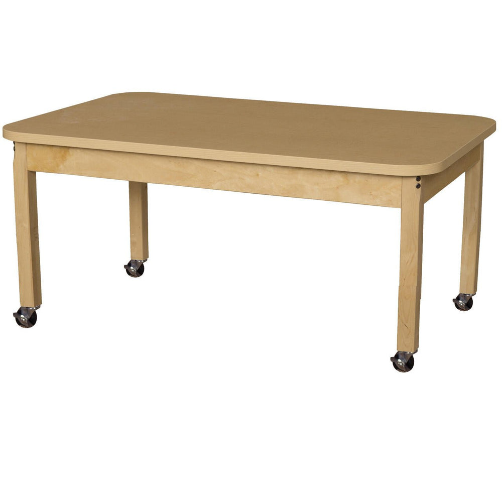 Mobile 30" x 48" Rectangle High Pressure Laminate Table with Hardwood Legs- 20"