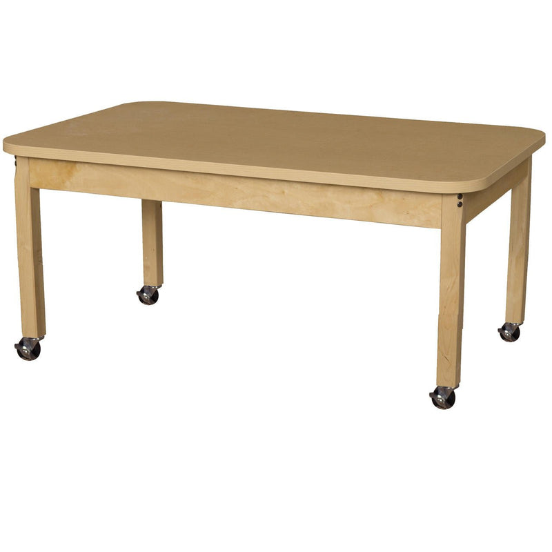 Mobile 30" x 48" Rectangle High Pressure Laminate Table with Hardwood Legs- 20"