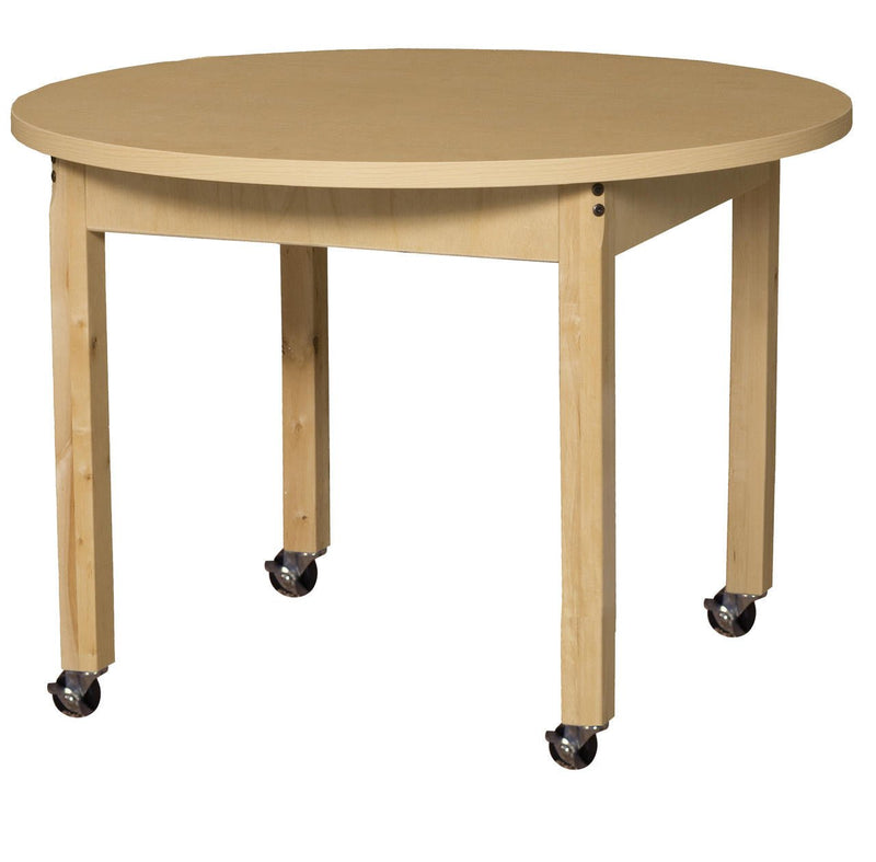 Round High Pressure Laminate Table with Hardwood Legs- 22"